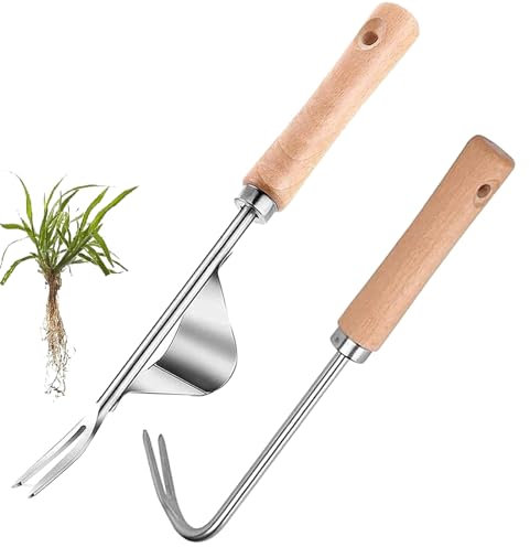 Chenyoyangfen 2 PCS Hand Weed Remover Tool Weed Puller with V-Shape Hook weed puller tool Garden Weed Puller with garden weeder tool Stainless Steel Weed Remover Tool weed tool, Garden Patio Lawn