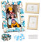 DATIFF 2 Stück Schneeflocke Bilderrahmen Bastelset Holz Weihnachten Fotorahmen zum Basteln Winter Mosaikset Bastelhandwerk DIY Weihnachten Geschenk für Mädchen Jungen Weihnachten Winter Tischdeko