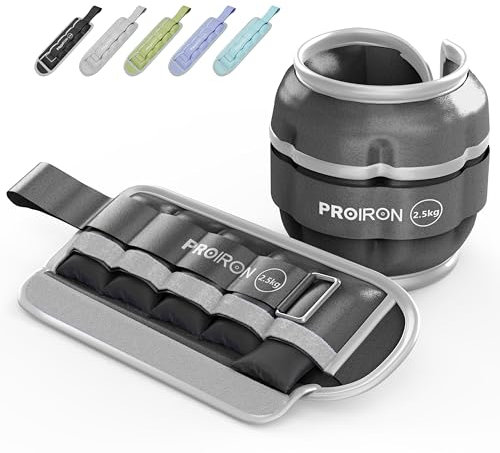 PROIRON Lot of 2 PU Poids pour Cheville Réglables 0.5-2.5kg Poids réglable à la Cheville pour Remise en Forme, Exercice, Marche, Jogging