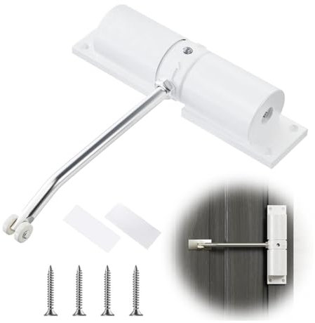 Wmzjnljy 1pc White Automatic Door Closer Quiet and Safe Door Closer Spring Adjustable Quiet and Safe Storm Easy to Install Auto to Convert Hinged Doors for Self-Closing(Z49-1)