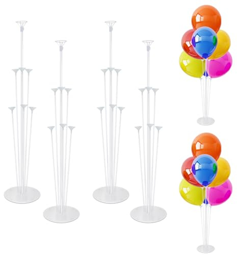 Hmfmdy Balloon Stand Kit For Table, 4 Set Reusable Balloon Sticks Floor Stand and Holders, Balloons Tree Stands with Base for Wedding Birthday Baby Shower Graduation Party Decorations