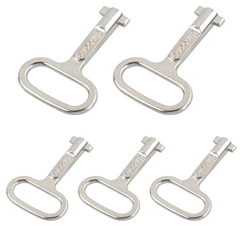 5 Pcs Llave Ranuradas de Metal, Llave Ranurada Contador de Agua, Universal Multifuncional Llave Gabinete Eléctrico para Radiadores Cajas Armarios de Control Medidores Eléctricos Medidores Agua