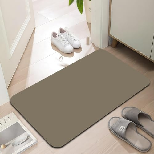 LYGLIGH Ultra Thin Entrance Door Mats 1/8 Thin Door Mats for Indoor Entrance Non Slip Rubber Backing Washable Fade Resistant Absorbent Low Profile 30 x 17 Tea