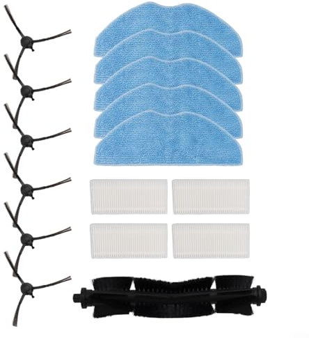 Kit di ricambio per Tefal per aspirapolvere X-Plorer Serie 75 S+ RG8597W, include 1 spazzola principale, 6 spazzole laterali, 4 filtri, 5 panni mocio