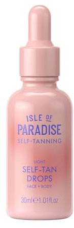 Isle of Paradise Self Tanning Face & Body Drops - Light - Brightens & Evens Skin Tone - Self Tanner Drops for Bronzed & Glowing Skin - Vegan and Cruelty Free - 30ml