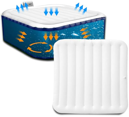 Aufblasbare Whirlpool-Abdeckung für quadratisches Whirlpool-Kissen, universal, 110 x 110cm, aufblasbare Abdeckung, quadratischer Deckel, staubdicht, regendicht, isoliert, energiesparend,