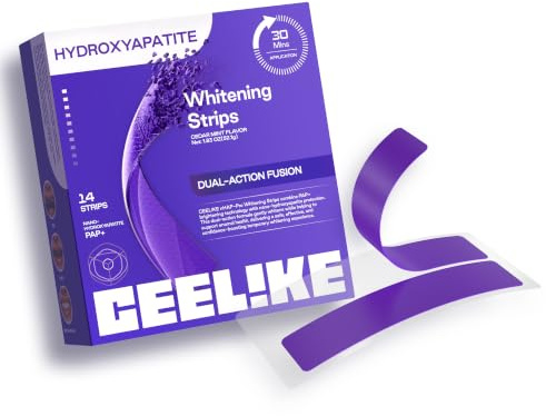 CEELIKE Strisce sbiancanti viola per denti - Formula con PAP + nHAP - Tecnologia viola correttiva del colore - 14 strisce (7 utilizzi) - Adatte ai denti sensibili