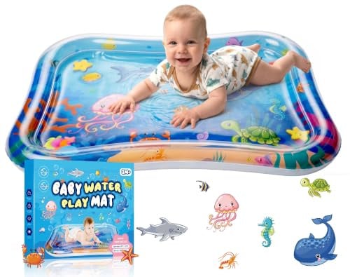 LUNEKUCK Baby vattenmatta 95 x 76 cm uppblåsbar babymatta 3 6 9 12 månader filt vatten baby present rolig tillväxtstimulering baby vattenmatta baby