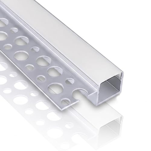 Bcuuozeeing 6er-Pack LED Trockenbauprofil, 3,3 ft/1 m, Einbau Leiste Trockenbau, Putzbares Aluminium, für 12 mm LED Streifen, für Unterbau, Regal, Wand, Tisch, Decke und Ecken (A)