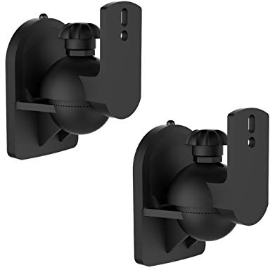 conecto CC50296 Lautsprecher Universal-Wandhalterung, neigbar -20° bis 20°, schwenkbar -70° bis 70°, Wandabstand 64mm, Traglast max. 3,5kg, 2er-Set, schwarz