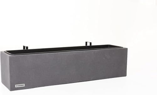 VIVANNO Balkonkasten Blumenkasten zum Aufhängen Fiberzement Milano Benno, Grau 22 x 82 x 21,5 cm