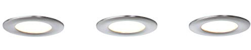 Brilliant Tanel WiZ Connected LED Einbauleuchtenset: 3 Stück 8,4cm rund fest dimmbar App-Steuerung spritzwassergeschützt RGB CCT Einstellung der Lichttemperatur Nachtlichtfunktion nickel 1260 Lumen