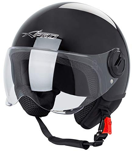 A-PRO SRL Casco Jet Demi Urban Moto Omologato ECE 22-06 Avio Sferica SonicMoto Nero XL