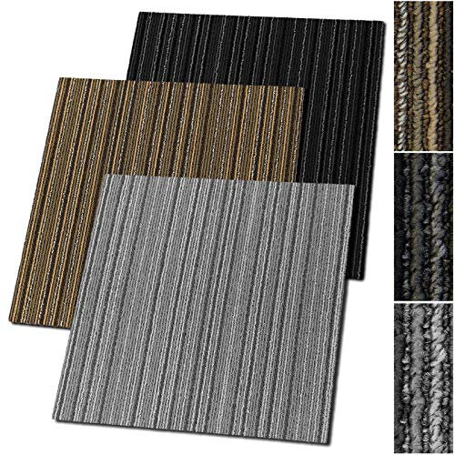 Design Teppichfliesen Venice 50x50 cm selbstliegend - 1 m² Set - strapazierfähiger Teppich Bodenbelag mit hochwertigem Schlingenflor - antistatisch mit Bitumen Rücken (Grau, 1 Stück)