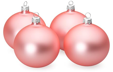 SIKORA Essentials Klassische Christbaumkugeln aus Glas - matt - 6 Farben 3 Größen Premium Qualität, Farbe:Rosa matt 4er Set, Höhe in cm:8 cm