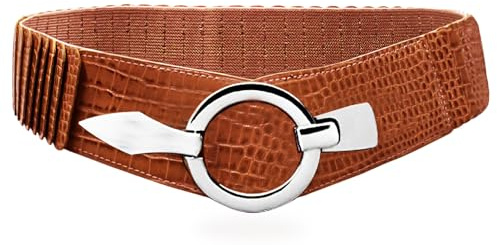 Gloop Damen Taillengürtel Elastischer gürtel 6cm breiter Hüftgürtel silberner Ring