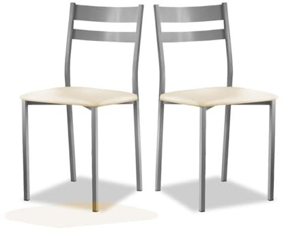 ASTIMESA Dos Sillas de Cocina Respaldo Franjas Beige