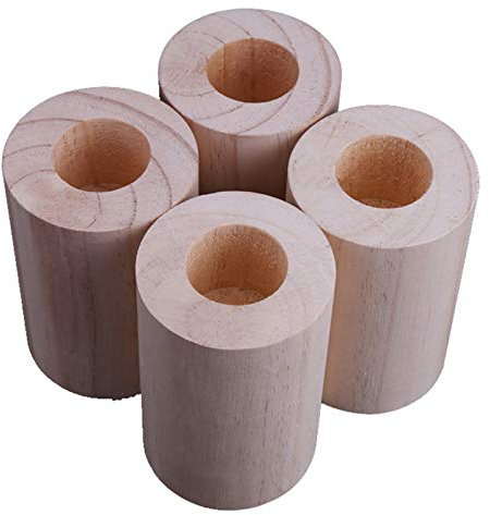 4 Pièces Pattes de Meuble En Bois,Pieds Mobilier de Table Élévatrices,Élévatrices de Lit En Bois Mises En Hauteur,Coussin de Pied Rehausseur de Meubles,Jusqu'à 5 cm(3x5cm)