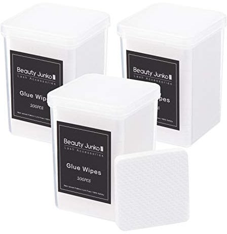 Lint Free Nail Wipes, 600 PCS Lash Extension Glue Wipes, Lint-Free Pads, Gel Nail Polish Remover for Manicure and Pedicure, Glue Wiping Pads, Nail Art Accessories by Beauty Junko