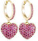Orecchino a cerchio da donna a forma di cuore, orecchini a goccia ipoallergenici placcati in oro rosa e argento con zirconi (Rose Red, Placcato oro)