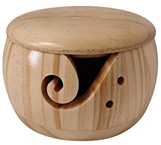 POHOVE Wooden Yarn Bowl,Handmade Yarn Holder,Skein Storage Bowl,Wooden Knitting Bowls,Wool Storage Handmade Crochet Kit Organizer For Diy Knitting Accessories