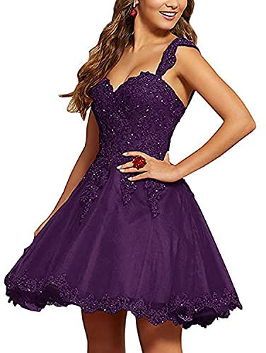 CLLA dress Vestido de noche de encaje para mujer, corto, vestido de baile, lentejuelas, vestido de cóctel, vestido de fiesta, morado, 38