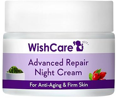 WishCare Collagen Boosting – Advance Repair Nachtcreme – mit Retinol, Niacinamid, Traubenkernen, Meeresalgen, Jojoba & Hagebutte – für Anti-Aging, hautstraffende & auffüllende Haut – 50 g (WARNC50)