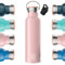 NUMADA-Botella Térmica Acero Inox 600ml Rosa Estanca con Doble Pared al Vacío y Recubrimiento Cerámico. Mantiene Frío 24H y Calor 12H|Boca Ancha|Libre BPA|Incluye 2 Tapones (1 Sport)/Bolsa Transporte
