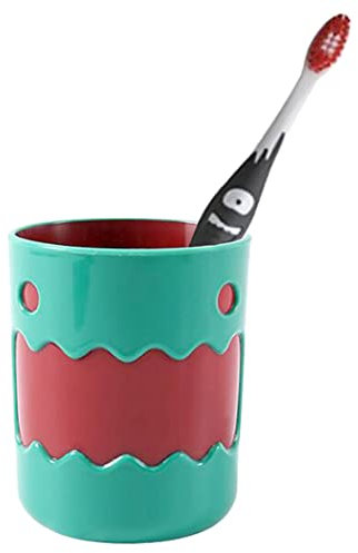 Hoshen Süßes kleines Monster-Mundspülbecher, wiederverwendbar, Zahnbürstenhalter, Badezimmer-Becher, Zahnputzbecher, Kunststoff, 450 ml (1 Stück, grün)