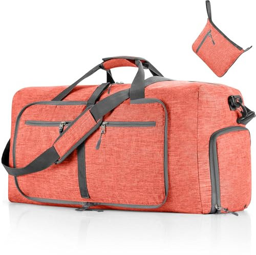 Sac de Voyage Pliable Homme Résistant à l'eau Grand Léger Sac de Sport Camping Randonnée Pliant 85L (Rose)