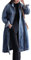 Jofemuho Womens Classic Long Denim Jacket Plus Size Loose Fit Long Sleeve Button Down Denim Jacket Trench Coat, blue, S