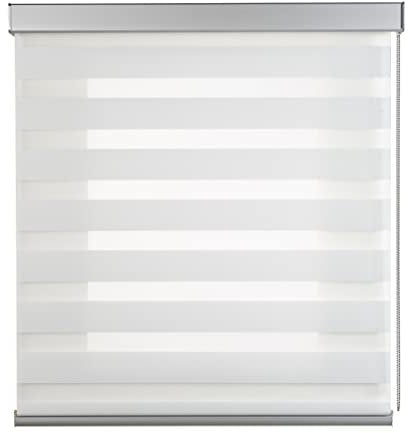 Estores Noche y Día Premium con Galería Cuadrada y cadeneta en Aluminio Máxima Calidad, Estores enrollables con Doble Tejido, Estor noche y Dia | Blanco 60cm x 250cm