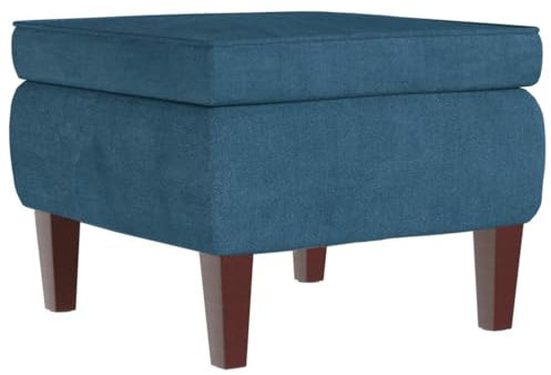 vidaXL Hocker, Sitzhocker Fußhocker mit Holzbeinen, Polsterhocker Fußbank für Wohnzimmer Schlafzimmer Flur, Fußstütze Ottomane, Modern, Blau Samt