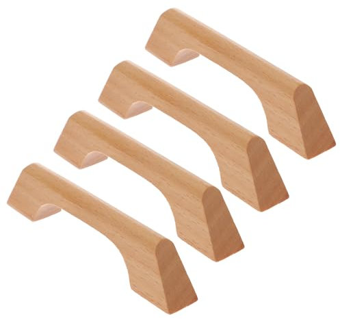 VILLCASE Wood Cabinet Pulls, Drawer Knobs Pulls Handles, Kitchen Cabinets Furniture Dresser Wardrobe Cupboard Drawer Pulls, Sliding Door Handle with Screws, 4pcs