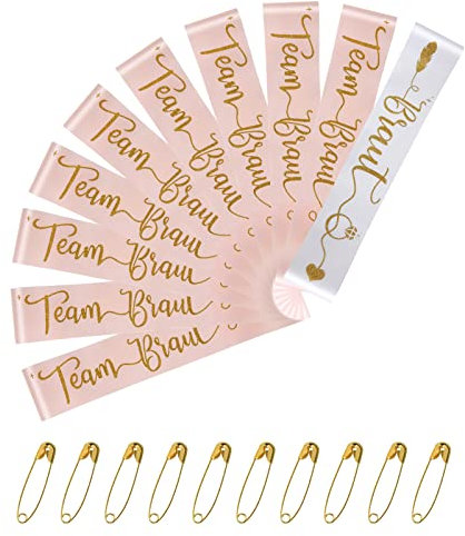 Aomig Fascia Addio Nubilato, 10 Pezzi Kit Addio Nubilato, Bride To Be Addio del Nubilato Accessori con Satin Sash e Spillo, Team Bride Gadget per Hen Feste Notte, Matrimonio