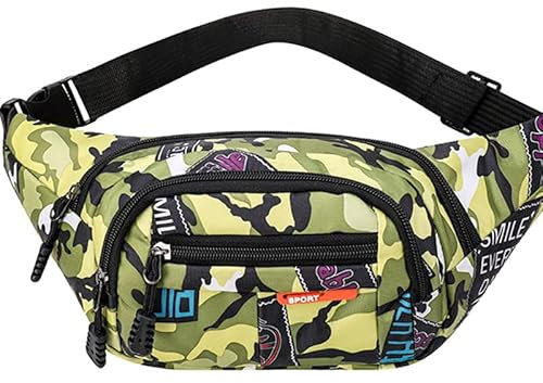 Bauchtasche, Camouflage, Gürteltasche, Gürteltasche, Stoff, Nylon, Geldgürtel für Herren, Jungen, Laufen, Wandern, Reisen, Sport, 34 x 12 cm, tarnfarbe, 13.65 x 4.68 Inch, SPORT