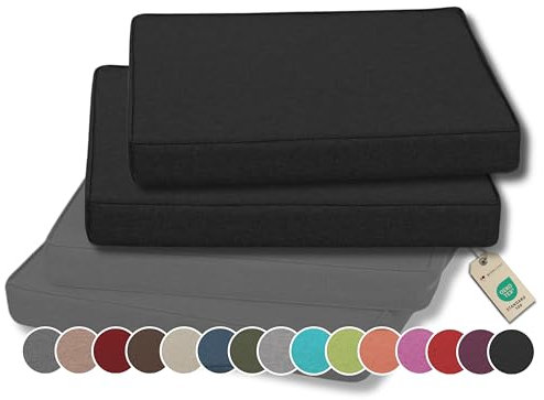 Gutekissen® Stuhlkissen Polsterauflage Auflage für Stühle/Bänke für Haus und Garten Sitzauflage Gartenkissen Sitzkissen viele Farben FK5 (45x45, Schwarz, 2)
