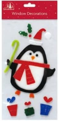 Adesivo per finestra in gel di Natale - Decorazione natalizia con gel (Pinguino (22007))