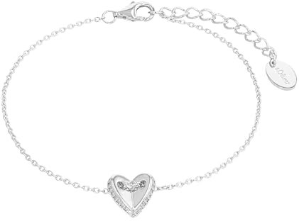 s.Oliver Armband 925 Sterling Silber Damen Armschmuck, mit Zirkonia synth., 17+3 cm, Silber, Herz, Kommt in Schmuck Geschenk Box, 2035758