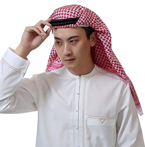 XGOPTS Sommer Turban Muslimisch Hijab Kopftuch Caps Schal Arabisch Gesichtsschleier Hijab-Stirnband Kopfkappe Islamisch Sonnenschutz Kopfkappe Männer Herren Headwrap Outdoor Reise Mit Stirnband