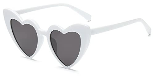 JBINNGROUSE Herzförmige Sonnenbrille für Frauen Braut Sonnenbrille Bachelorette Vintage Katze Mod Hochzeit Sonnenbrille (5)