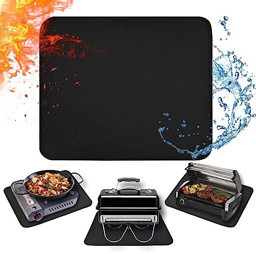 Amerbro 38,1 x 45,7 cm feuerfeste Grillmatten für den Outdoor-Tischgrill zum Schutz Ihres Grilltisches – hitzebeständige Grilltischmatte – wasserdichte und öldichte Grillmatte – Schwarz (1 mm)