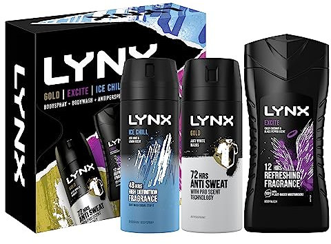 LYNX All Stars Trio Deodorant Gift Set Body Wash, Body Spray & Anti-Perspirant perfect gifts for him 3 piece