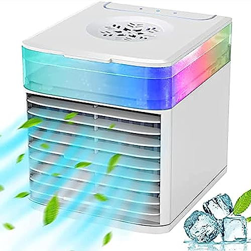 Alacritua Aire Acondicionado PortáTil Hielo - 3 Niveles De Potencia Ventilador Evaporativo, 3 Velocidades Ajustables Enfriador De Aire - para El Hogar Y La Oficina