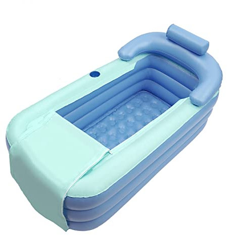 Faltbare Badewanne für Erwachsene, 160 * 84 * 64cm Blaue Freistehende Aufblasbare Badewanne für Duschen im Freien, Kann als Dusche Heißes Bad Eisbad