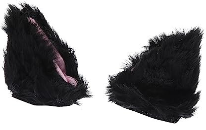 X AUTOHAUX 1 paio di orecchie di gatto in peluche per moto decorazione casco nero rosa