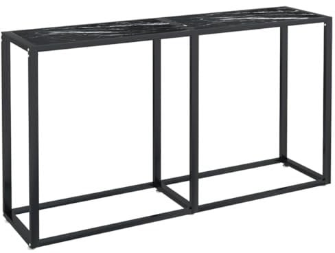 vidaXL Table Console Table de Couloir Table d'Entrée Table sous Miroir Salon Salle de Séjour Intérieur Marbre Noir 140x35x75,5 cm Verre Trempé