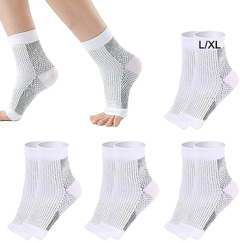 Lot de 4 paires de chaussettes de compression des pieds Nano Neuropathie Chaussettes de soutien Chaussettes de compression Chaussettes de compression pour homme et femme Bandage plantaire Chaussettes