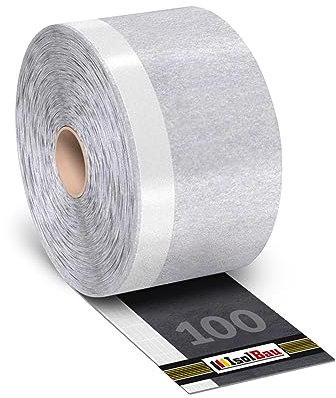 Isolbau Fensterband Schwarz 100 mm x 5 m Fensteranschlussband Fenster-Dichtband Innen & Aussen Luftdicht Schlagregendicht Diffusionsoffenes Anschlussband für Fenster & Tür Kompriband MPA geprüft