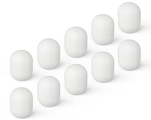Cubilux Foam Cover for lavalier Lapel Microphone, Windscreen, Windshield, Windjammer for Mini Lav MIC, 10-Pack, White